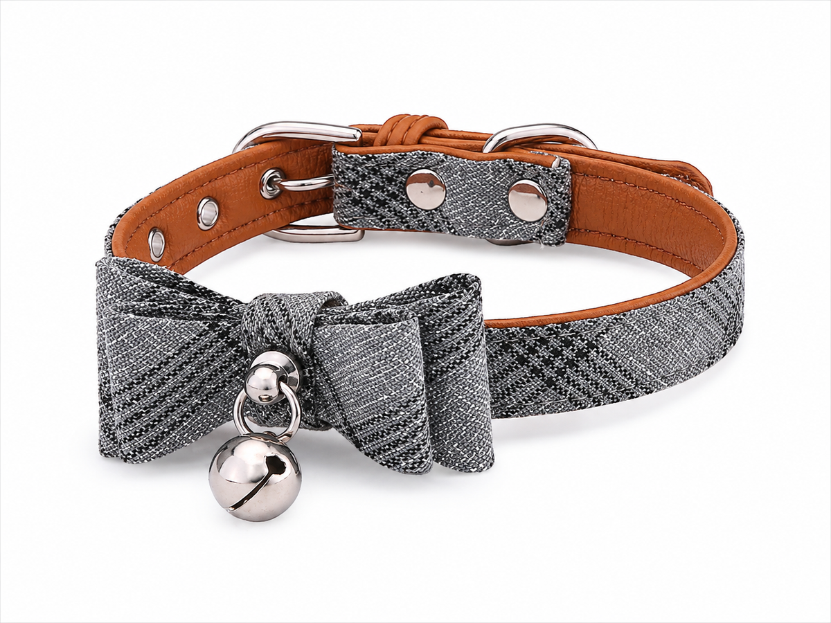 Collier à Carreaux avec Nœud et Grelot pour Chat