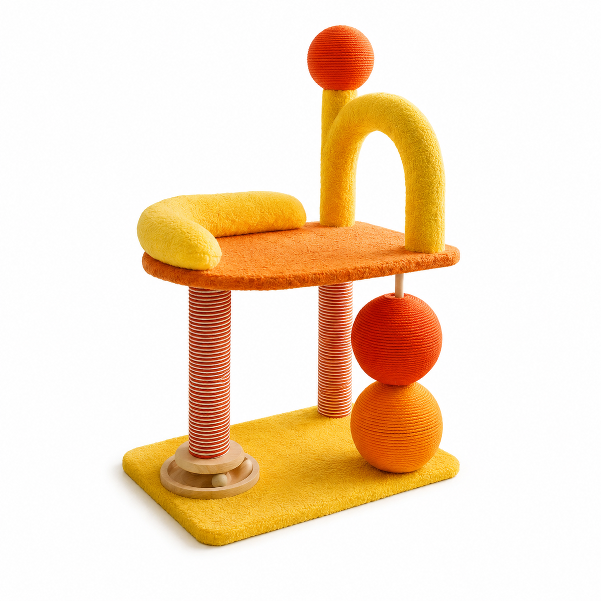 Arbre à Chat avec Griffoir et Aire de Jeux - Jaune