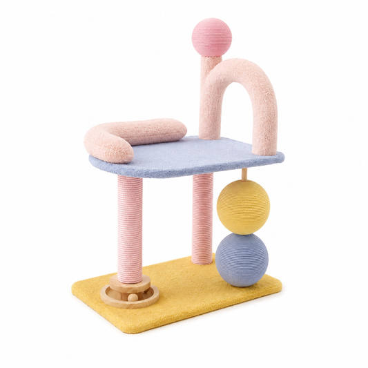 Arbre à Chat avec Griffoir et Aire de Jeux - Rose