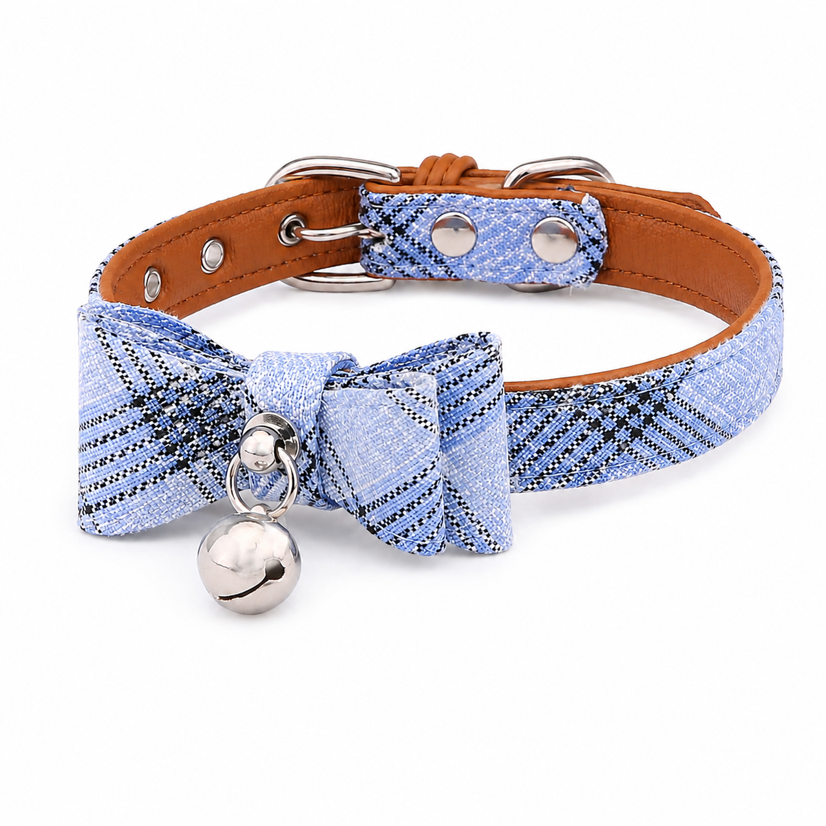 Collier à Carreaux avec Nœud et Grelot pour Chat