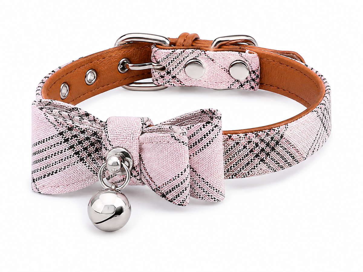 Collier à Carreaux avec Nœud et Grelot pour Chat